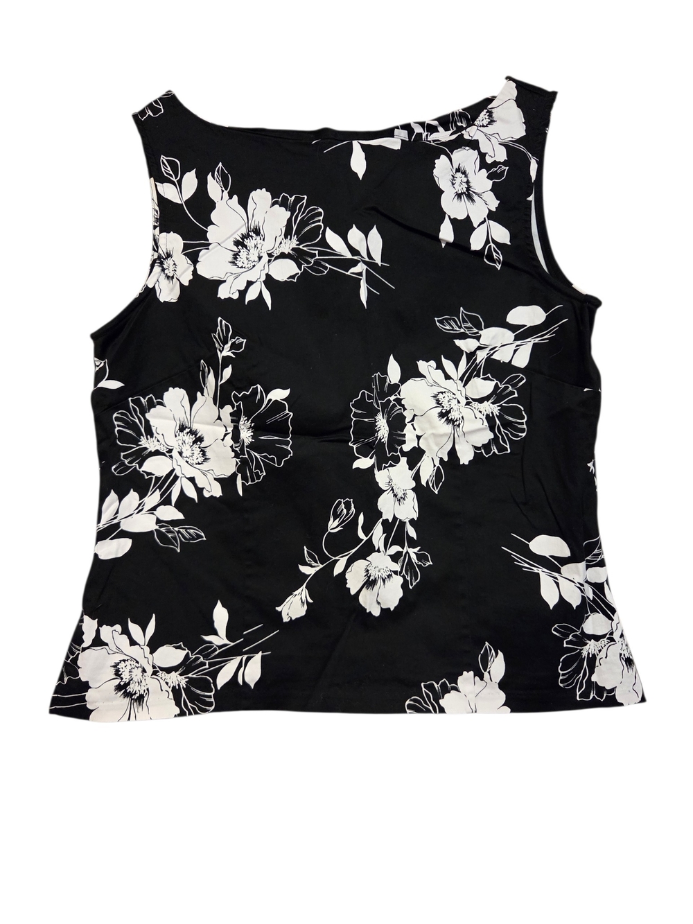 Worthington Black Tank Top with White Floral Print
